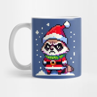 Grumpy Raccoon in Festive Christmas Attire Mug